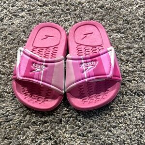 Speedo Kids Striped Pink Slide Sandals